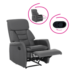 Relaxační křeslo, šedá ekokůže, KOMFY