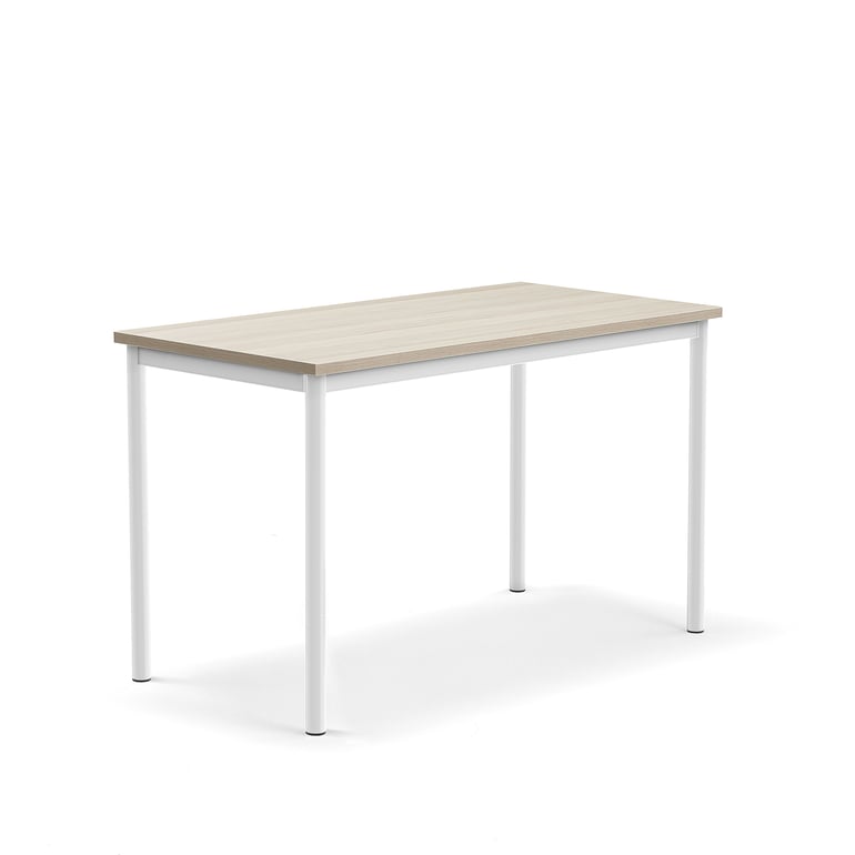 Obdélníkový stůl s odolnou deskou a povrchem pohlcujícím zvuk. Lakovaný trubkový rám. Testováno a certifikováno podle normy EN 1729.Vysokou hladinu hluku ve třídě způsobuje mnoho faktorů. Vrzání židlí