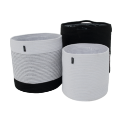 TEMPO-KONDELA ATIKUS, obaly na květináče, set 3 ks, bílá/černá