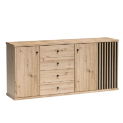 Komoda, dub artisan/černá, KOLI C-20