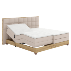 Elektrická polohovací postel, boxspring, béžová/dub artisan, 160x200, TIANA