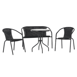 Zahradní 4-dílný ratanový set, černá, BOJAR P7, poškozené zboží