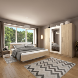 Ložnicový komplet (postel 180x200 cm), dub sonoma/bílá, MATISA