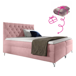 Boxspringová postel, 160x200, růžová látka Velvet, GULIETTE + dárek