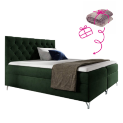 Boxspringová postel, 180x200, zelená látka Velvet, GULIETTE + dárek
