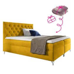 Boxspringová postel, 180x200, žlutá látka Velvet, GULIETTE + dárek
