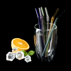 Skleněné slámky + kartáček, set 6 ks, mix barev, HOTCOLD TYP 19