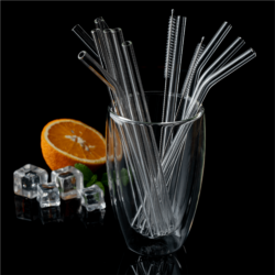 Skleněné slámky, set 12 ks + 2 ks kartáček, čirá, HOTCOLD TYP 2