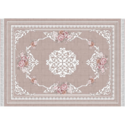 Koberec, světlehnědý / vzor květiny, 80x150, Sedef
