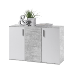 Komoda, bílá/beton, POPPY 5