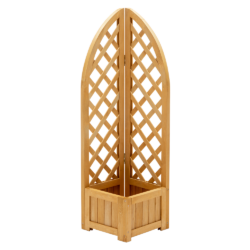 Rohový květináč s mřížkou, hnědá, dřevo, LANIO