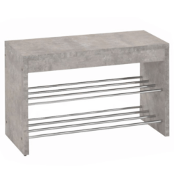 Lavice s botníkem, beton/chrom, LUSIA