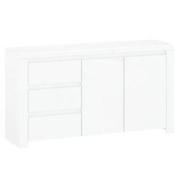 Komoda 2D3S, bílý lesk, LINDY