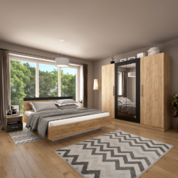 Ložnicový komplet (postel 180x200 cm), dub artisan/antracit, MATISA