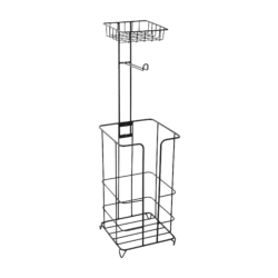 Stojan na toaletní papír s poličkou, kov/černá, MERDO