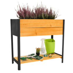 Vyvýšený záhon s odkládací policí, dřevo / přírodní, MONTO TYP 1