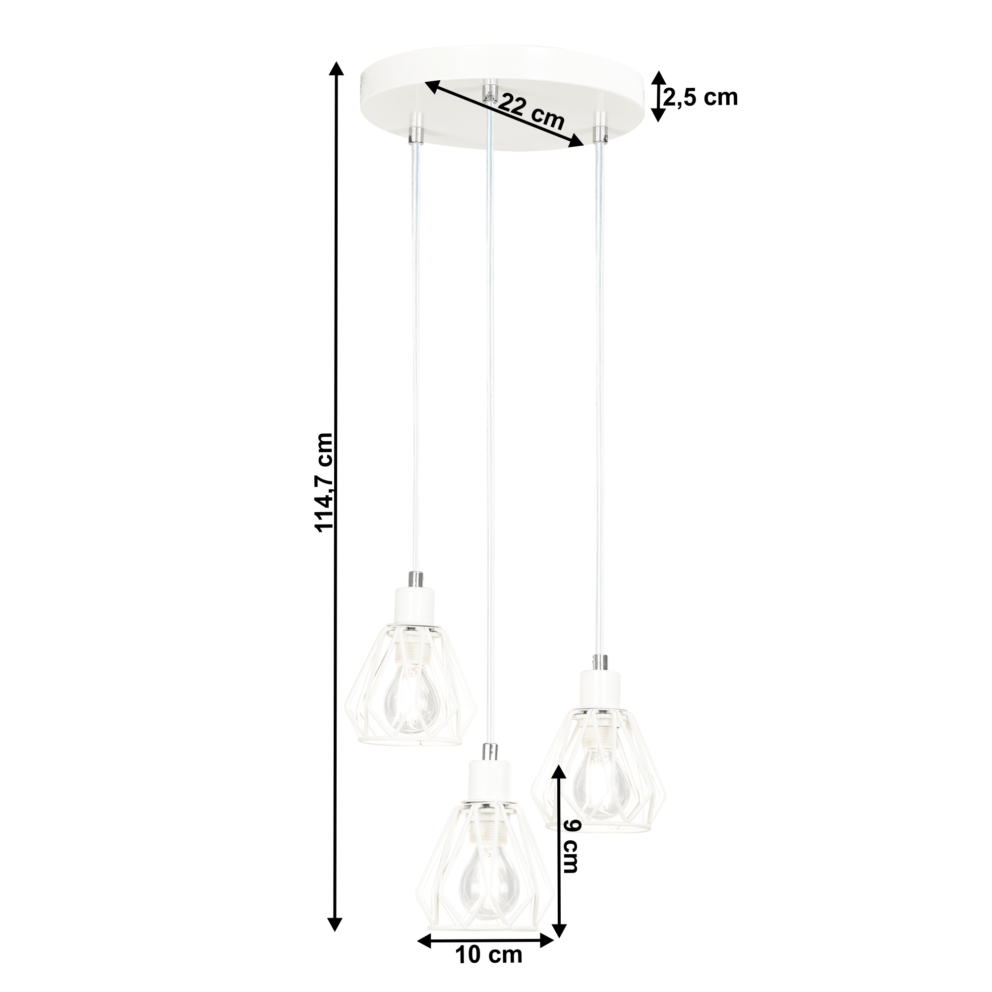 Visící lampa, bílá/kov, OKIRA TYP 1 - Obrázek 2