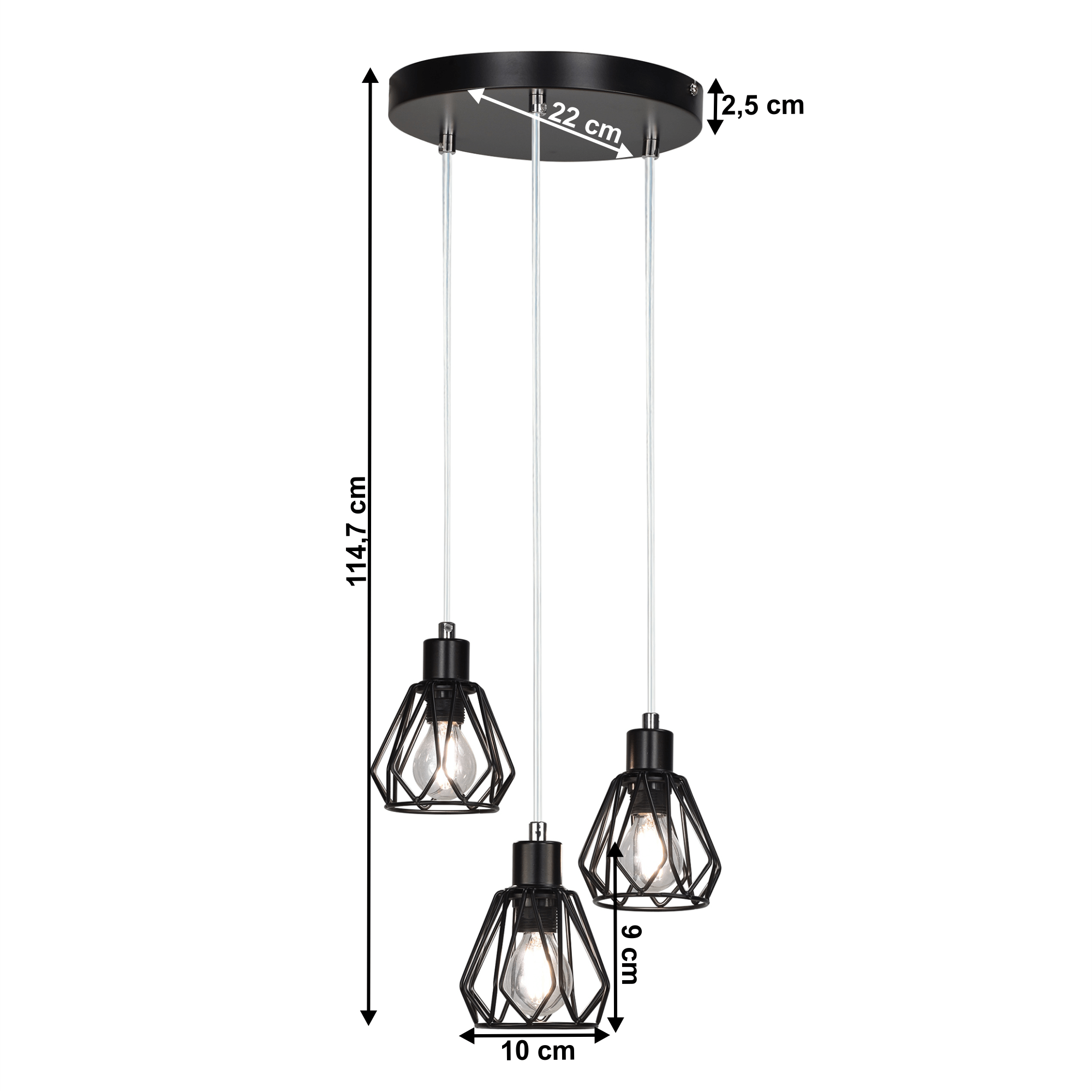 Visící lampa, černá/kov, OKIRA TYP 1 - Obrázek 2