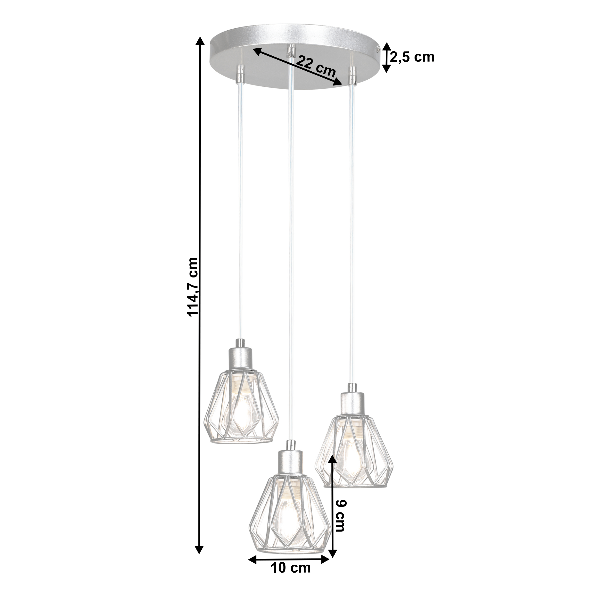 Visící lampa, stříbrná/kov, OKIRA TYP 1 - Obrázek 2