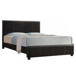 Manželská postel, tmavohnědá ekokůže, 160x200, ATALAYA