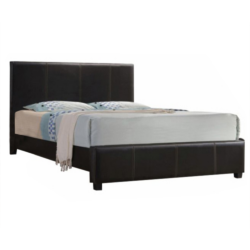 Manželská postel, tmavohnědá ekokůže, 180x200, ATALAYA