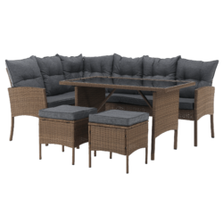 Zahradní ratanový set, přírodní/světle šedá, RANDI RP1, rozbalené zboží