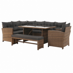 Zahradní ratanový set, světle hnědá/šedohnědá, SAGIR RP1, rozbalené zboží