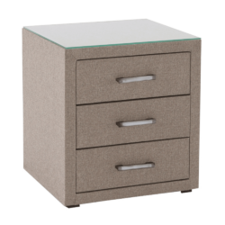 Noční stolek, světle hnědá látka/sklo, SAMRENO