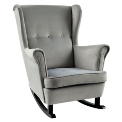 Houpací křeslo ušák, světle šedá/černá, TEJA