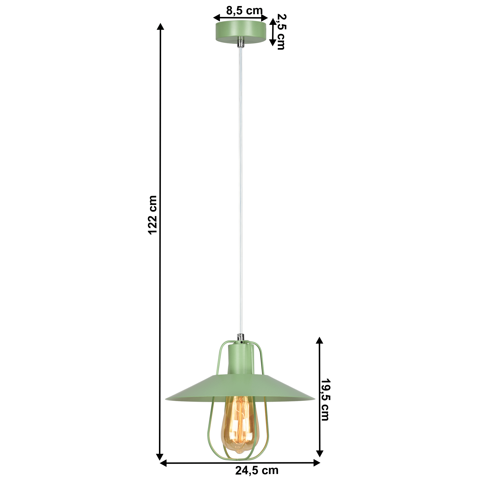 Visící lampa, zelená/kov, TINAN - Obrázek 2
