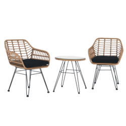 Zahradní 3-dílný set, přírodní/černá, VALIN