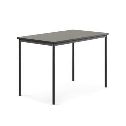 Stůl s obdelníkovou deskou a vynikajícími akustickými vlastnostmi. Deska z ekologického linolea dobře tlumí zvuk a je posazena na elegantní podnož z ocelových trubek opatřených ochranným práškovým lakem. Produkt byl úspěšně testován a certifikován podle normy EN 1729.Ve školních zařízeních je častým jevem nadměrný hluk