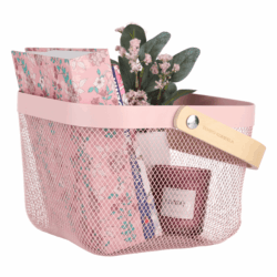 TEMPO-KONDELA KITEN TYP 4, kovový košík s rukojetí, růžová