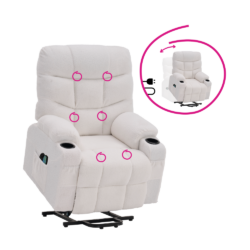 Masážní polohovací křeslo, bílá, HUDSON