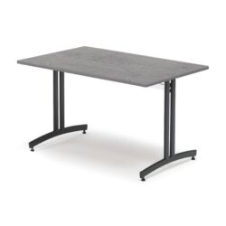 <br />Jídelní stůl s elegantním minimalistickým rámem a stolní deskou z akustického linolea. <br />Tento stůl s klasickými tvary je ideální výbavou jídelen a kuchyňských koutů. Stolní deska z tmavě šedého linolea má skvělé akustické vlastnosti