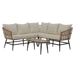 Zahradní ratanový set, přírodní/béžová/černá, ARALY