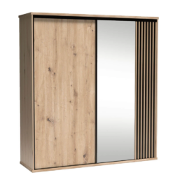 Skříň s posuvnými dveřmi, dub artisan/černá, 199x216, KOLI C15