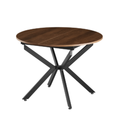 Jídelní rozkládací stůl, dub tmavý/černá, 100x100-140x75 cm, ABERO TYP 1