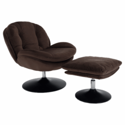 Luxusní otočné křeslo s podnožkou, hnědá Velvet látka/, ADELMO