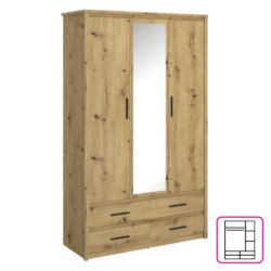 Skříň se zrcadlem 3D4S, dub artisan, AIRON