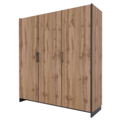 Skříň, třídveřová, dub wotan/černá, AMONI 3D