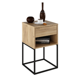 Noční/příruční stolek, dub artisan/černá, ARTI TYP 1