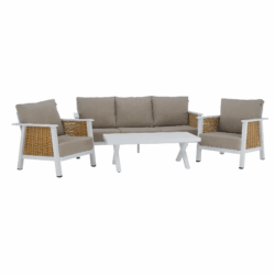 Zahradní 4-dílný set, světle hnědá/bílá/hnědá, hliník, BABAK