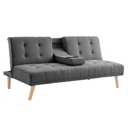 Rozkládací pohovka, tmavě šedá/buk, BABET