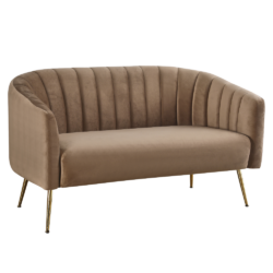 Designový 2-sed, hnědá Velvet látka/gold chrom-zlatý, BAGY