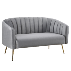 Designový 2-sed, šedá Velvet látka/gold chrom-zlatý, BAGY