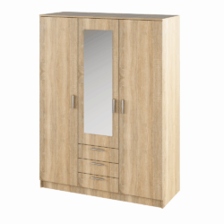 Šatní skříň se zrcadlem, dub sonoma, BARGO