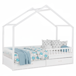 Montessori postel, 90x200, bílá, masiv, BIANKA