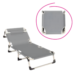 Zahradní lehátko, šedá/béžová, BOVRY