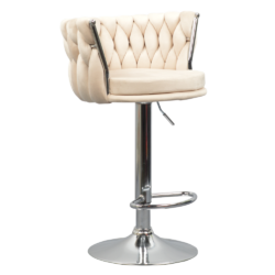 Designová barová židle, béžová Velvet látka/chrom, BRIN